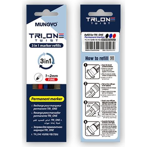 Recambios para rotulador permanente de 3 colores