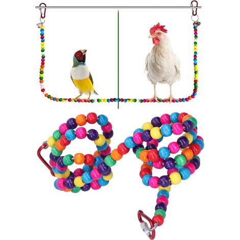 Flexibles Seil für Wellensittiche – Buntes Spielzeug mit Schaukelring für Käfigbefestigung – Zubehör zum Kauen und Klettern – Strapazierfähiges Kunststoffmaterial – 1,5 m – 124 g – 4,9 Fuß (1/5)