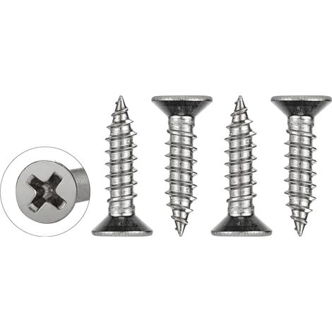 50 PCS Vis Autotaraudeuses M4 x 16mm en Acier Inoxydable 304 d'Assortiment, Kit de Vis à Bois à Tête Plate pour Réparation Maison de Boiseries Intérieures et Extérieures(D034416) (1/5)