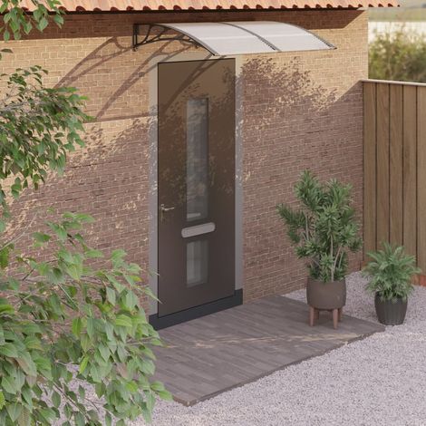 Auvent de porte,Marquise de Porte d'entrée,Store Banne Noir 150x100 cm Polycarbonate -FR19042 (1/5)