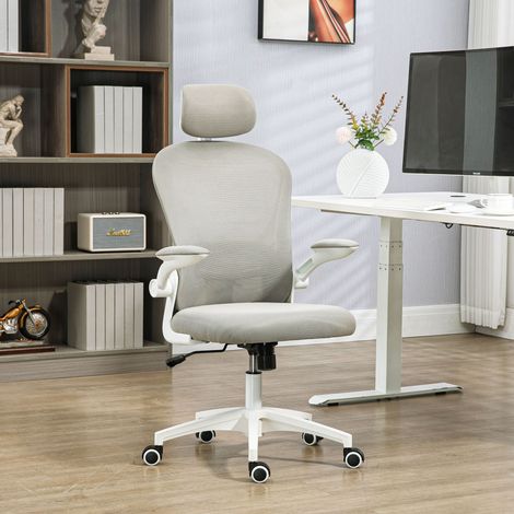 Silla de Oficina de Malla Silla de Escritorio Respaldo Alto Reposacabezas Ajustable Soporte Lumbar 4D 62x64x120 cm Gris (1/5)