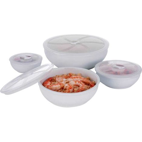 Set 4 Contenitori per Alimenti Ermetici Rotondi Salvafreschezza in Plastica
