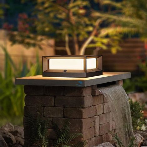 Borne Lumineuse Extérieur Aluminium Noir - Éclairage Mural pour Jardin - IP55 Étanche - 22x22x10 cm