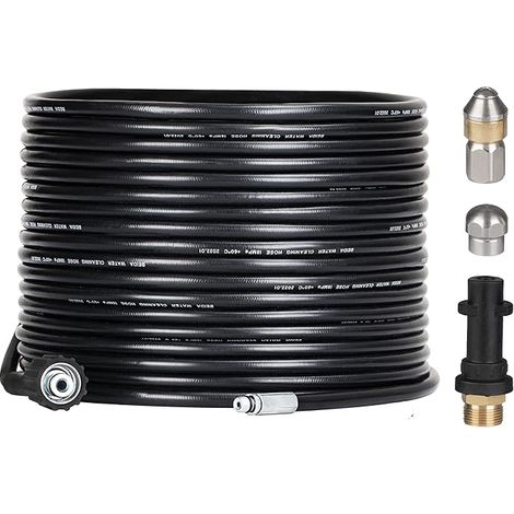 15M Tuyau Déboucheur Canalisation pour Nettoyeur Haute Pression Kärcher, avec Buse à Jet et Buse Rotatif, 180Bar Kit Furet Professional avec Adaptateurs pour Karcher K2/K3/K4/K5/K6/K7 Accessoire (1/5)
