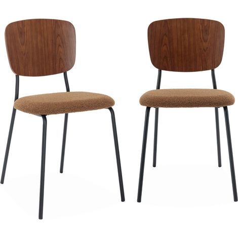 sweeek - 2er-Set Stühle mit strukturiertem Bouclé-Sitz
