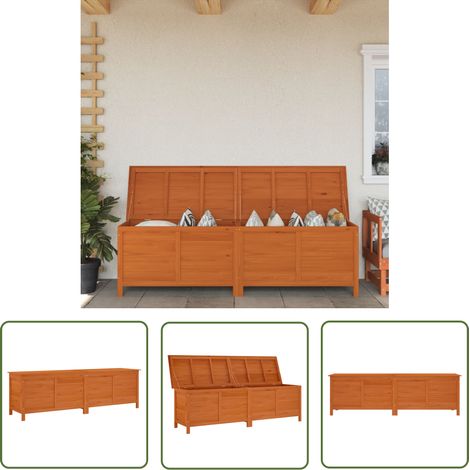 The Living Store Boîte de rangement de jardin marron bois massif de sapin - Boîte De Rangement Jardin - Coffre De Jardin - Rangement Extérieur - Meuble De Jardin - Bois Massif (1/5)