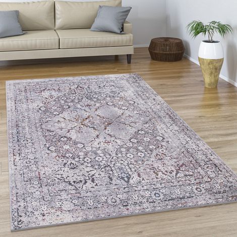 Paco Home Teppich Wohnzimmer Kurzflor Vintage Abstrakt Orientalisch Modern Bordüre 80x150 cm, Bunt 2
