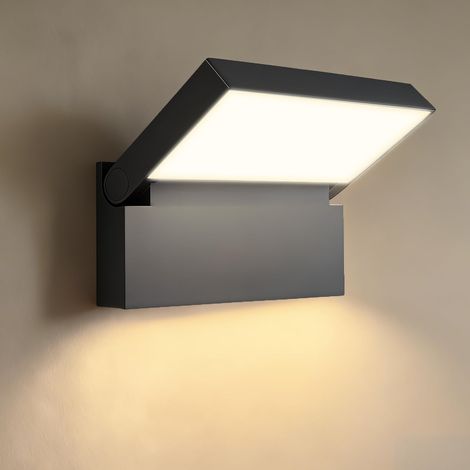 Outdoor LED Wall Light Panel 90° Swivel, IP65  For Terrace Entrance Garden Garage, 4000K, 18W, Anthracite (1/5)