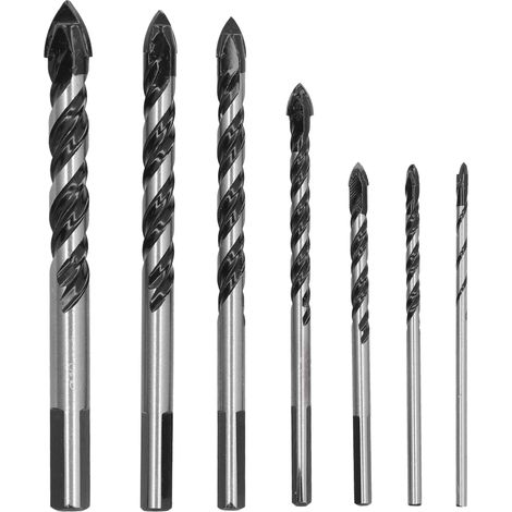 Foret à carrelet carbure cémenté simple et double rainure pour carrelage verre, kit de 7 pièces (1/5)