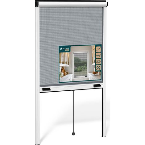 Moustiquaire Fenêtre Enroulable en Aluminium Recoupable avec Maille en Fibre de Verre Installation Facile L80 x H130 cm Blanc (1/5)