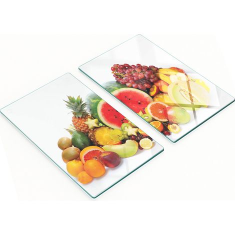 Tableros de vidrio decorativos multifuncionales con estampado de frutas, 2x30x52 cm.