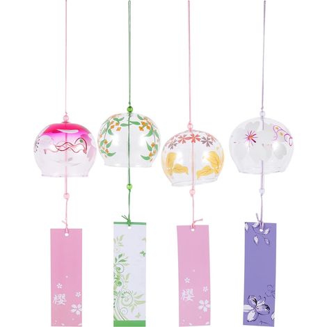 4 Stück Glas Windspiele für Balkon and Garten mit Klarem