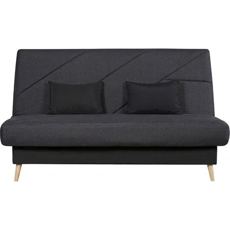 Banquette convertible ZEPHIR clic clac, couchage 130x190, avec 2 coussins OFFERTS, Aba anthracite (1/4)