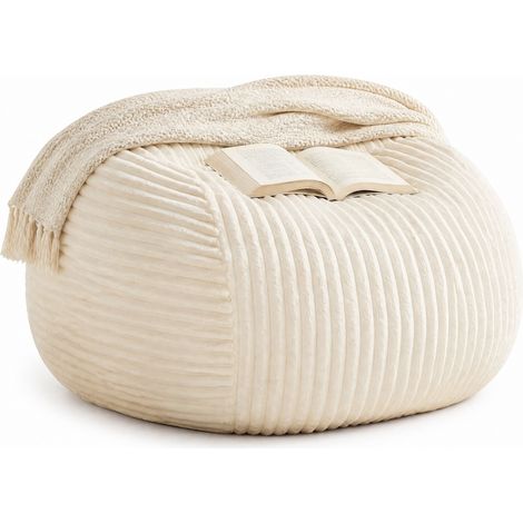 Sillón puf de adulto beige con espuma viscoelástica y tejido suave HOMVRA (1/4)