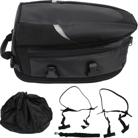 Borsa posteriore impermeabile per moto, vano portaoggetti, zaino espandibile, da fissare alla sella posteriore, capacità da 14,5 a 18,5 litri.