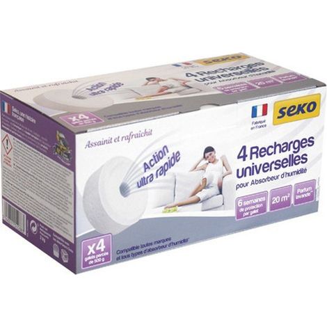 Seko Recharges Galet Pour Absorbeur D'humidité 4x500g Lavande - Sodepac (1/2)