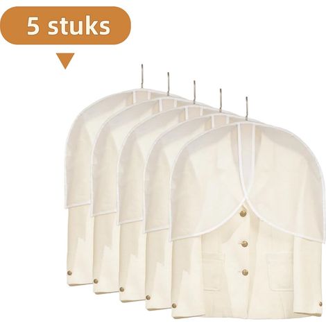 Housse anti-poussière 5 pièces - Ménage - Sac de suspension en PEVA - Housse pour manteaux - Housse pour costumes (demi-housse) - Transparent - Double bandoulière (1/5)