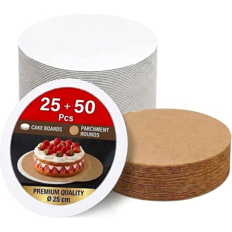 Set of 25 Round Cake Stands - 25 cm - Sturdy Cardboard (1/5)