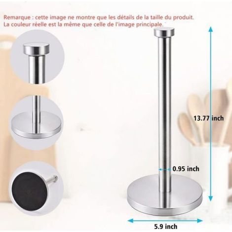 Porte Essuie Acier Inoxydable Porte-Rouleaux Tout Dérouleur De Cuisine Et Salle De Bain Elegant Distributeur À Essuie Tout - Noir (1/4)