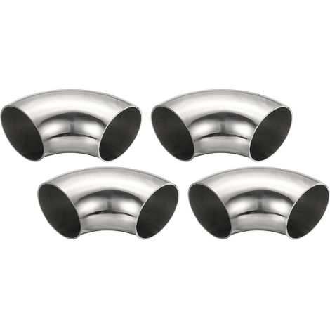4pcs Coude À 90 Degrés Mandrin, 60mm OD En Acier Pour Échappement Raccord De Tuyauterie Inoxydable 304 Tuyau D'Échappement Main Courante D'Escalier HVAC - 51 mm (1/5)