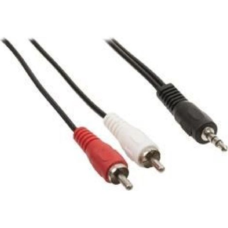 Cable audio stereo Jack 3.5mm male vers 2x RCA Males 20m Noir (1/2)