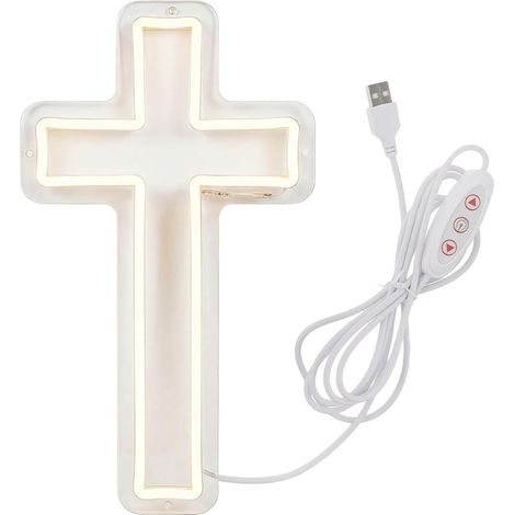 à LED Lampe de décoration maison Crucifix Religieux Lumineux,Pour propriétaires, maison, appartement, salon, chambre, bureau, entrée, bar, rassemblements, méditation, (1/5)