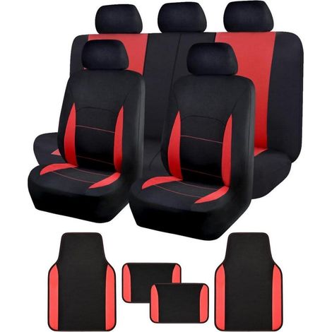 Universelles Sitzbezug & Fußmatten Set Rot für Auto, LKW, SUV (1/5)