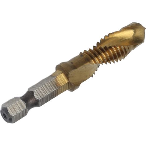 M10 HSS-Bohrer/Gewindebohrer aus titanbeschichtetem Stahl, Kombinations-Sechskantbit zum Bohren und Schrauben in Holz, 1/4"-Bohrfutter, metrisches Werkzeug (1/5)