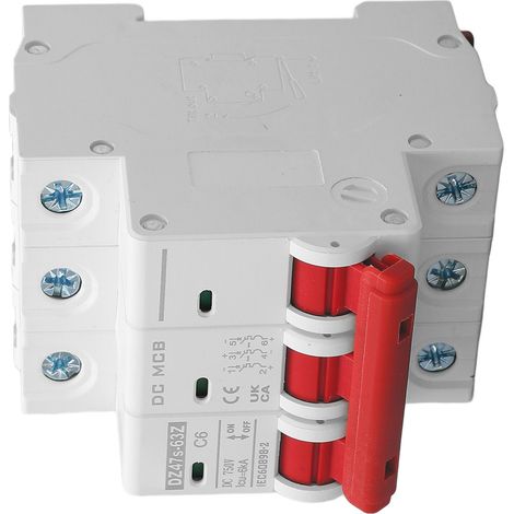 Disjoncteur miniature PA66, boîtier ignifugé, pouvoir de coupure de 6000 A, disjoncteur tripolaire 750 V CC, DZ47s 63Z C6 (1/5)
