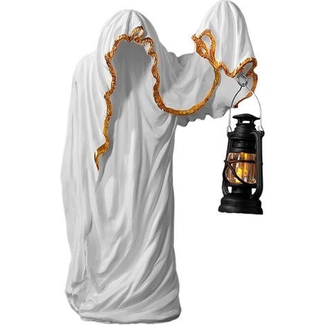 Décoration fantôme, lampe de table décorative fantôme, décoration d'Halloween d'horreur, adaptée à la chambre à coucher, au salon, au patio extérieur, au jardin, correspondance des couleurs noir et bl (1/5)