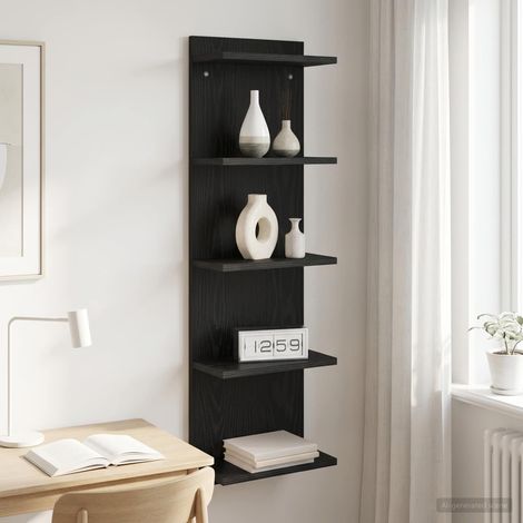 vidaXL Étagère Murale Chêne noir 30 x 15 x 100 cm Bois d'ingénierie (1/5)