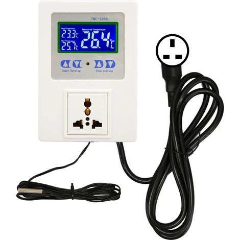Thermostat numérique avec écran LCD pour chauffage et refroidissement, contrôleur de température pour reptile et aquarium, 110-240V, prise UK. (1/5)