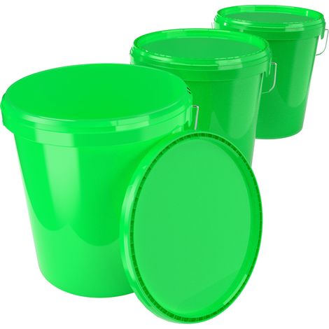 3x Set de seaux pour l'industrie alimentaire et chimique, capacité 15,9 litres, vert