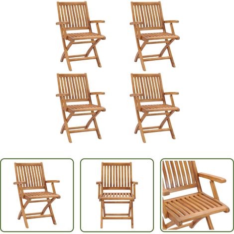 Teakholz -  Klappbare Gartenstühle 4 Stk. Massivholz Teak (1/5)