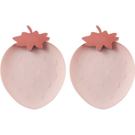 Plateaux en plastique à la fraise Assiettes à collations Bols de cuisine, 2 assiettes en plastique en emballage de service Plateaux (1/4)