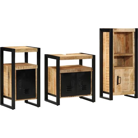 Set di mobili per il bagno 3 pz Marrone e Nero vidaXL (1/5)