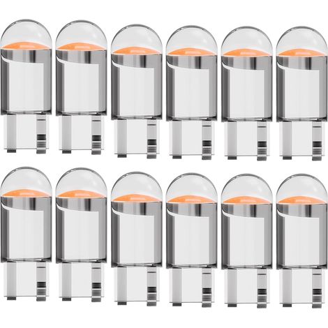 12 Pcs LED Bulbs Car Sidelight T10 12V W5W COB Dome Map Door Side Interior Number Plate Capless Trunk Tail (Red) (1/5)