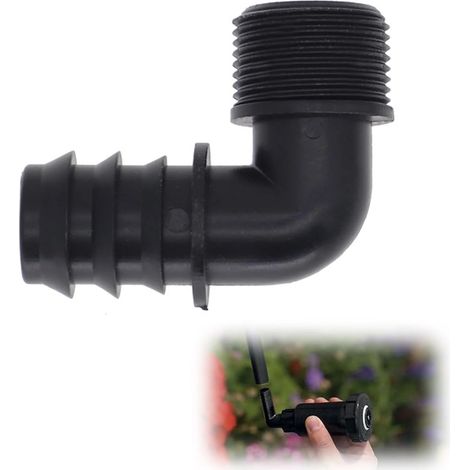 Adaptateur pour irrigation goutte à goutte, coude à 90°, filetage mâle NPT, raccord de tuyau d'arrosage coudé en plastique, raccord de tuyau 3/4 à 25 mm (1/5)