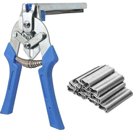 Pinceàclôture,équipé de 600 anneaux galvanisés,Pincepouranneauavecclips, Pince à clôture avec pince,Pince à anneaux de clôture,convenant à la fabrication de clôtures et de meubles. (Bleu)
