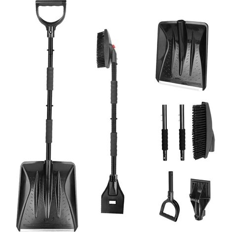 Kit de pelle à neige portable 3 en 1 avec grattoir à glace et brosse à neige, ensemble de déneigement pliable d'urgence pour le jardin, le camping, la voiture, les camions et autres activités (1/5)