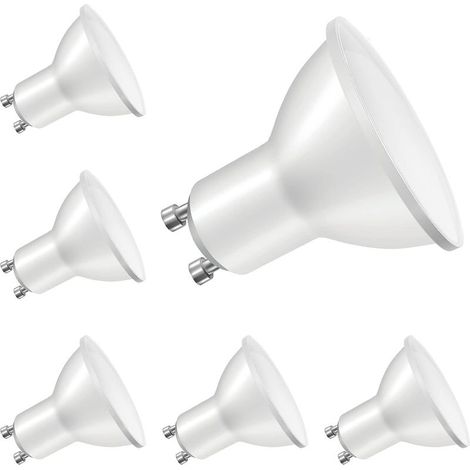 Lot de 6 ampoules LED GU10, équivalent ampoule halogène 40 W, 5 W, 400 lm, blanc lumière du jour 6000 K, ampoule à économie d'énergie pour plafonniers, angle de faisceau 120 ° [Classe énergétique A] (1/5)
