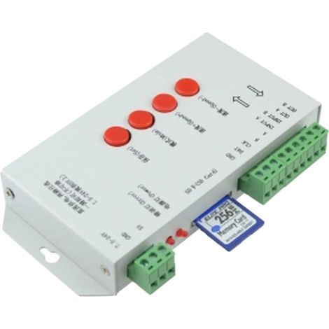 Controlador DMX512, compatible con tiras LED RGB, dimensiones 7,6 x 5,1 x 2,0 pulgadas, capacidad de memoria de 32 GB, alimentación de CC de 5 V a 24 V, 512 canales de control. (1/3)