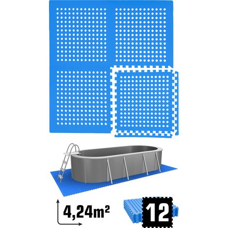 Tapis de Piscine 4,2 m² - 12 Tapis de Sol EVA 62x62 Jeu de Dalles de Protection (1/5)