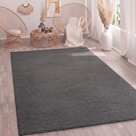 Paco Home Teppich Wohnzimmer Hochflor Skandi Boho Geometrisch Abstrakt Waschbar Anthrazit 240x340 cm (1/5)