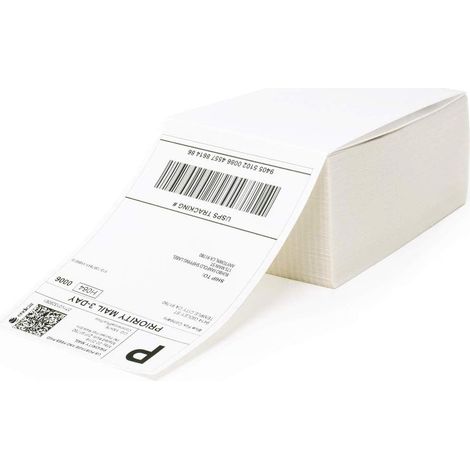 Étiquettes thermiques directes à pliage paravent - Étiquettes d'expédition blanches, perforées, adhésives permanentes (1 pile - 500 étiquettes) (Étiquette thermique en paravent 4 X 6) (1/5)
