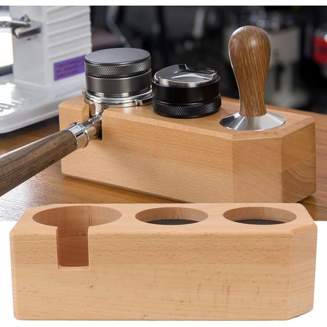 Griffhalterung für Kaffeemaschine aus Buchenholz, Espressotamper, Pulverkissen, Pulverspenderbasis, kleiner Kaffeetamper (1/5)