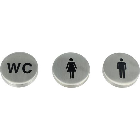 Piktogramm Türschild Türsymbol Damen Herren WC Edelstahl matt gebürstet ø 50 mm