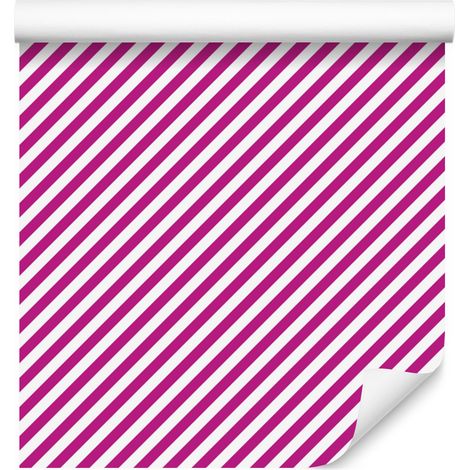 Papier peint à rayures rose poudré et violettes, fond rose poudré 50x1000 cm (1/5)