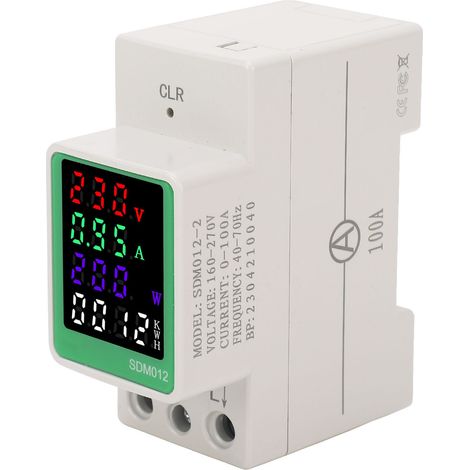 Moniteur électrique monophasé à affichage numérique couleur LED, mesurant le courant, la tension, la fréquence et le facteur de puissance (AC230V 0-100A). (1/5)