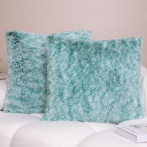 Lot de 2 Housse de Coussin 45x45cm, Super Doux Peluche Taie Oreiller, Coussin en Fourrure Artificielle Câline, pour Chambre Salon Lit Chaise Voiture Coussin Canapé Décoratives Coussin (1/4)